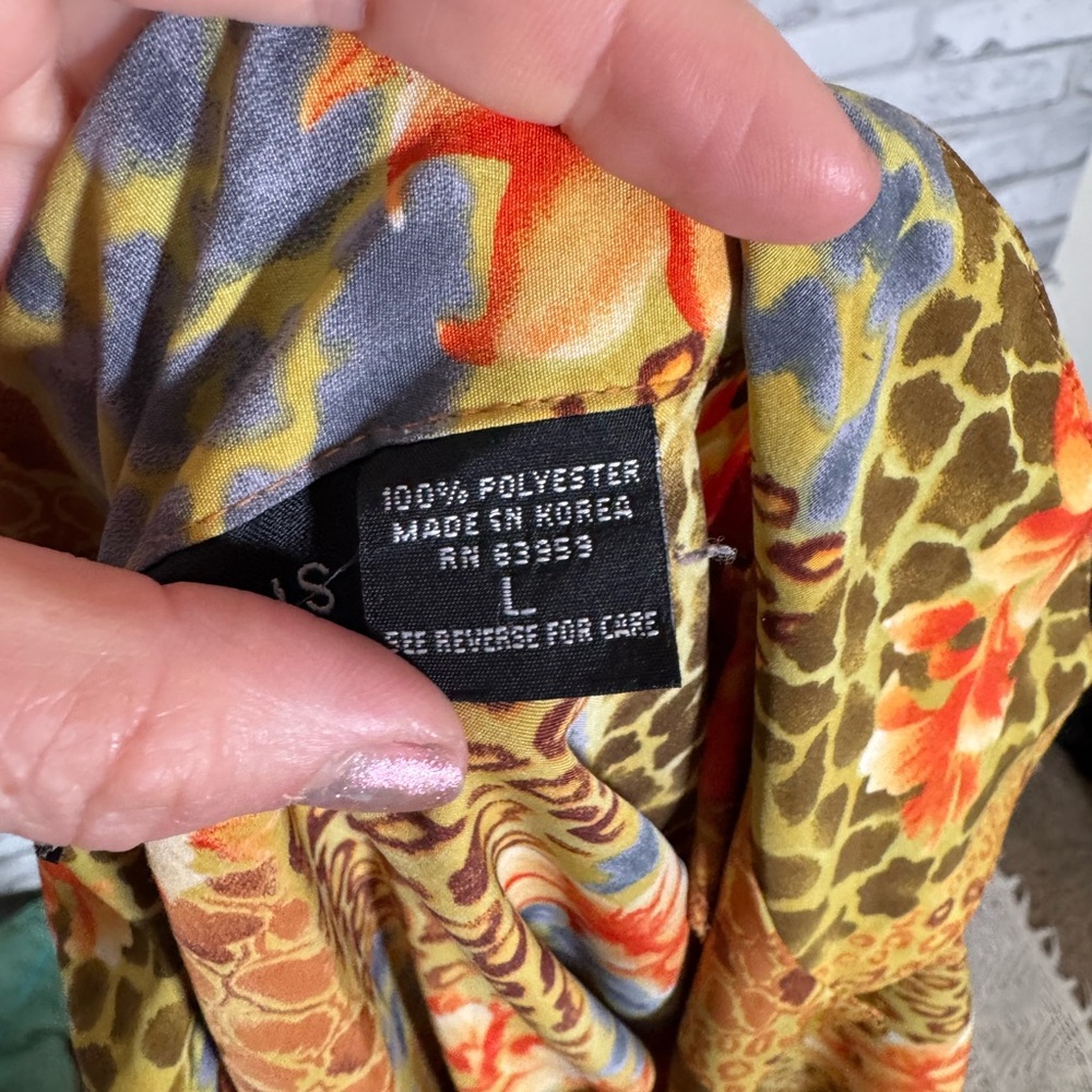 Impressions Floral Patchwork Button-Up Blouse - Picture 6 of 10